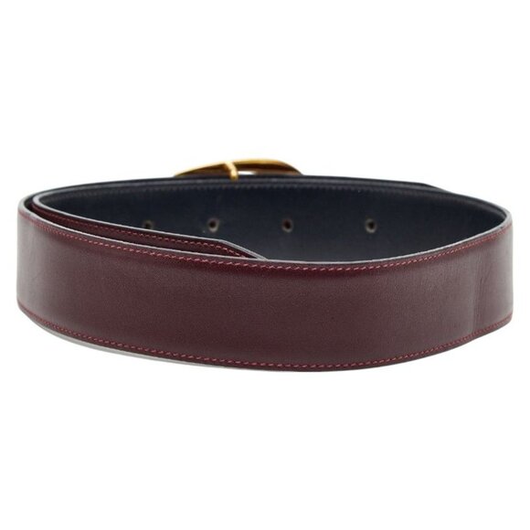 Gucci G Buckle Belt Size 70 28 036 519 0956 Wine Red Bordeaux Leather
